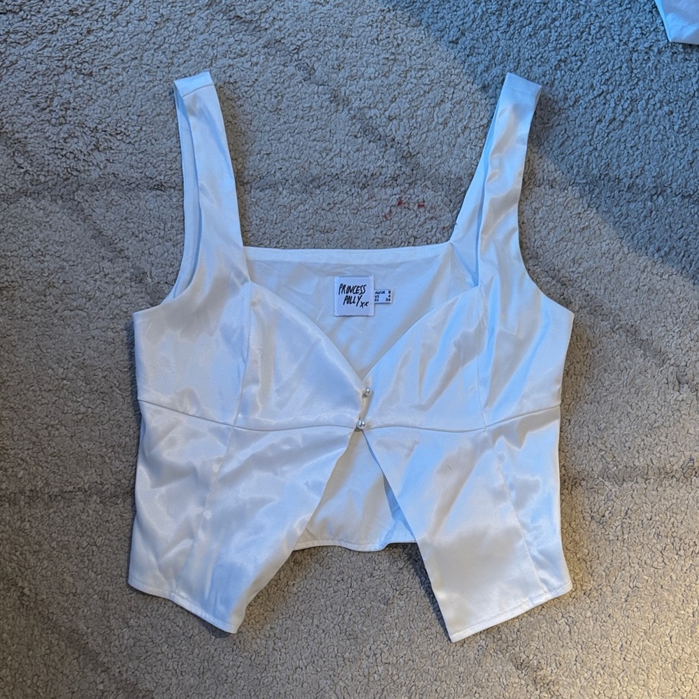 Princess Polly Cream Satin Top